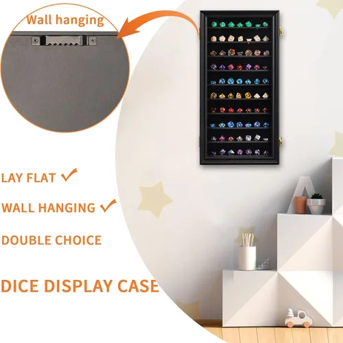 Vista 6 de HOROW Estuche grande de exhibición de dados DND poliédricos hexagonales con bloqueo con 98% de protección UV, organizador de dados