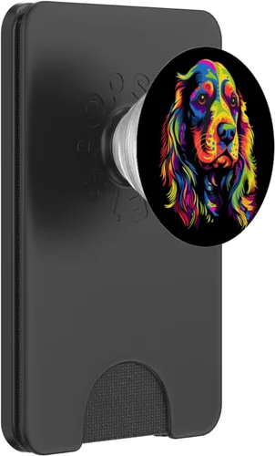 Vista 8 de Cocker Spaniel Inglés Cara Colorida Perro Amante Del Arte Negro PopSockets Intercambiables PopGrip