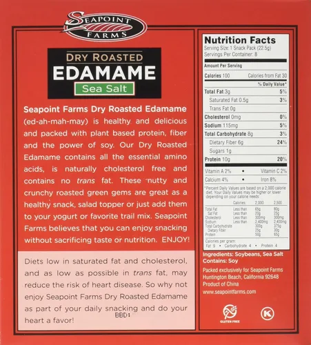 Vista 2 de Seapoint Farms Edamame asado seco, salado ligero, 0.79 oz, 8