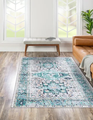 Vista 9 de Unique Loom Yara Collection - Sunil - Alfombra rectangular (2 x 3 pies, rectangular, marfil almendra/negro)