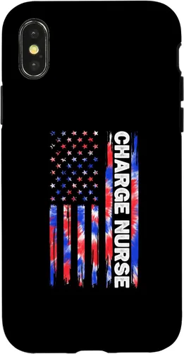 Vista 5 de Funda para iPhone 12 mini Charge Nurse Nursing Tie Dye Bandera Americana 4 de Julio RN