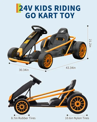 Vista 17 de Go Kart alimentado por batería de 24 V para niños de 8 a 15 años Azul