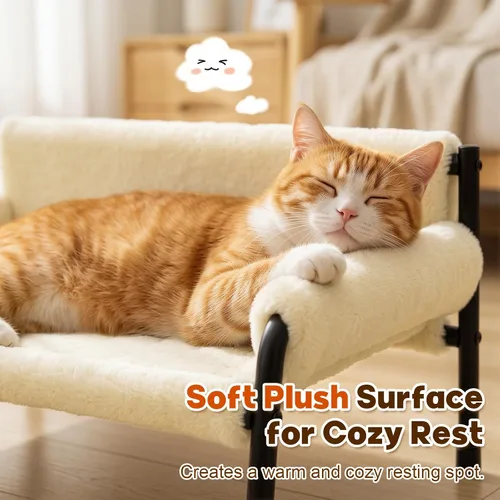 Vista 5 de Sofá cama elevada para gatos de interior, sofá de gato con marco de metal Beige