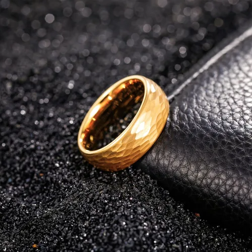 Vista 3 de TRUMIUM Anillos de carburo de tungsteno para hombres y mujeres, martillados, multifacéticos, acabado mate, de 0.236 pulgadas, 0.315 pulgadas