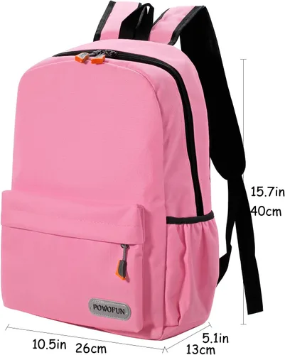 Vista 4 de Mochila para niños de 15 pulgadas, ligera, para escuela primaria, para jardín de infantes, mochila de viaje casual, Rosado, Personalizado