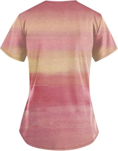 Vista 2 de Camisetas médicas para mujer, cuello en V, con estampado de animales, cómodas, fáciles de ajustar, ligeras y duraderas