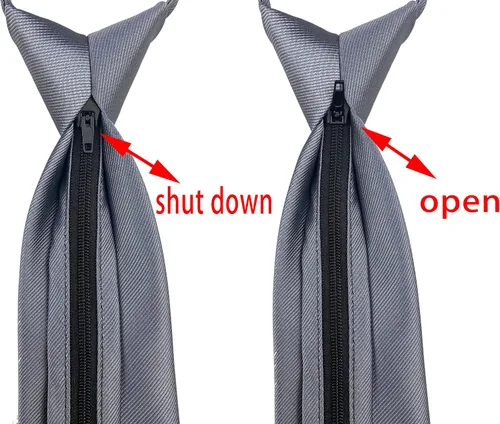 Vista 2 de Elfeves Corbata de microfibra a rayas para hombre con cremallera para negocios, boda, color sólido