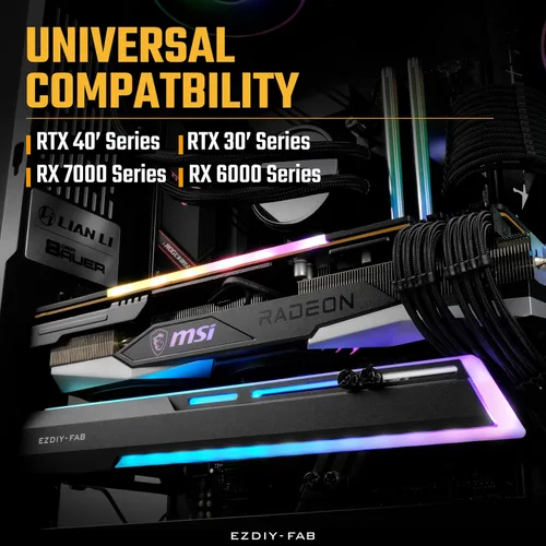 Vista 2 de EZDIY-FAB Soporte Abrazadera para GPU ARGB de 5V, Refuerzo de Soporte para Tarjeta Gráfica GPU, Soporte para Tarjeta de Video, Estructura