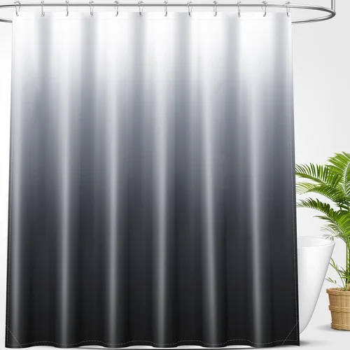 Vista 14 de OLANLY Juego de cortinas de ducha de lujo beige y blanco degradado con 12 ganchos, cortinas de ducha decorativas impermeables y lavables para baño