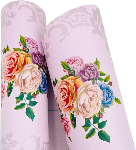 Vista 6 de Yifel Y - Revestimiento de estantes y cajones vintage con diseño floral, impermeable, para refrescar la pared, caja de almacenamiento de fotos, 17.7