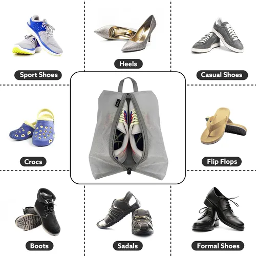 Vista 5 de Luvsusu Bolsas de zapatos esenciales de viaje, resistentes al agua, para hombres y mujeres, organizador portátil de almacenamiento de zapatos