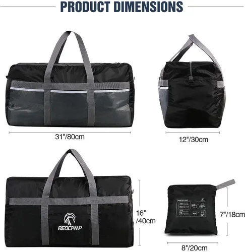 Vista 4 de REDCAMP Bolsa de lona extra grande de 607596L ligera 222531 pulgadas repelente al agua bolsa de viaje plegable para hombres y mujeres negroazulrojo