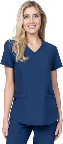 Vista 2 de Conjunto de uniforme médico para mujer, con 7 bolsillos, elástico en 4 direcciones, para enfermera, dentista, Elements Select ES2956