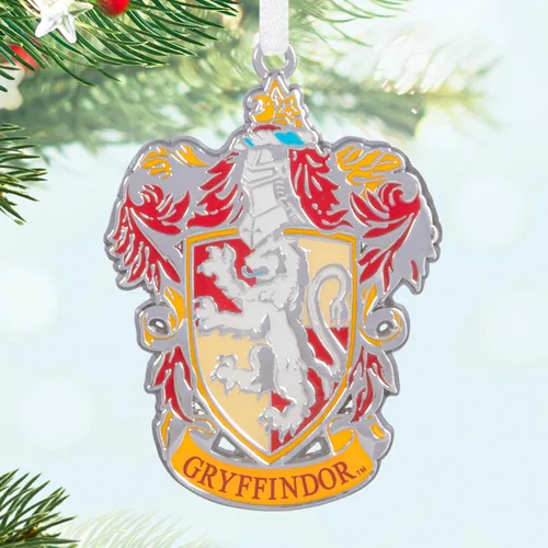 Vista 6 de Adornos navideños de Hallmark Keepsake, escudo de la casa de Hogwarts de Harry Potter, metal, juego de 4, regalos para fanáticos de Harry Potter