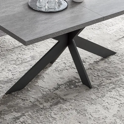 Vista 5 de ZckyCine Juego de mesa de comedor rectangular moderna para 6 a 8 personas, mesa de comedor con marco de metal expandible de 51 a 67 pulgadas
