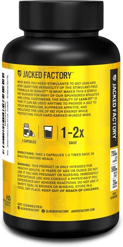 Vista 7 de Jacked Factory Lean-XT - Quemador de grasa sin cafeína, suplemento de pérdida de peso no rígido, supresor del apetito y potenciador del metabolismo