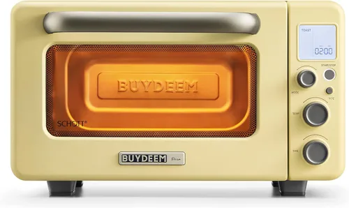 Vista 8 de BUYDEEM Horno tostador T103 de 12 cuartos de galón, no necesita precalentamiento, 7 modos de cocción, mini horno tostador retro con rejilla