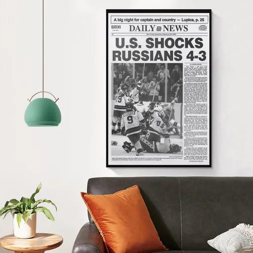 Vista 3 de FOLIUMK 1980 - Póster olímpico de milagro de hockey sobre hielo, hace la portada del periódico y crea un milagro en el icastílo, 12 x 18 pulgadas
