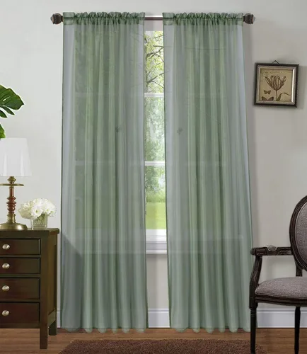 Vista 14 de Sapphire Home Cortinas traslúcidas negras de 63 pulgadas de largo, juego de 2 paneles de cortinas traslúcidas, filtrantes de luz, cortinas Negro