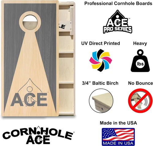 Vista 18 de CornholeAce ACE PRO Tablas de cornhole profesionales de triángulo inverso – ¡sin rebote! Patas anchas triples, madera contrachapada de abedul