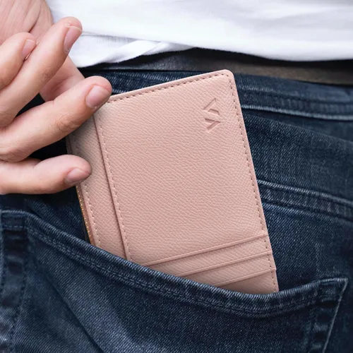 Vista 38 de Tarjetero delgado con bloqueo RFID, billetera de bolsillo pequeño, con cremallera Keychian para monedero, monedero y tarjetero para mujeres y hombres