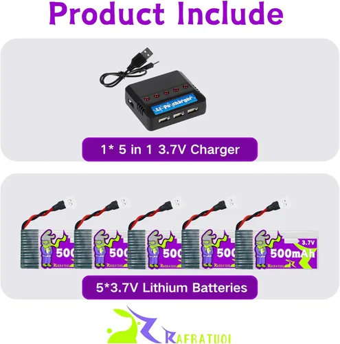 Vista 6 de Batería LiPo de 500mAh 3.7V 702035 con Molex XH2.54/Molex Plug,Compatible con DEERC F35, para LEAMBE P-40 Warhawk/Holystone/LEAMBE P-40 Warhawk RC