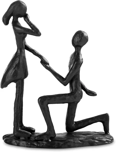 Vista 10 de Sziqiqi Regalos de hierro de aniversario para ella, escultura de amor para pareja, regalo de hierro para pareja, novia, esposa, él, estatua negra