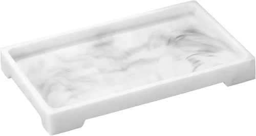 Vista 12 de Luxspire Bandeja de resina para tocador, bandeja de baño, bandeja de almacenamiento para tanque del inodoro, 11 x 4 pulgadas, bandejas para A - Tinta