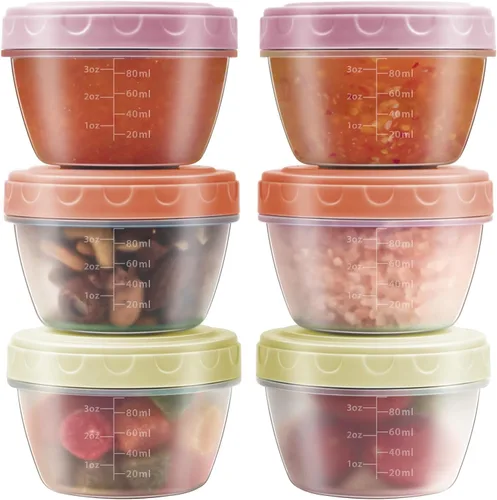 Vista 10 de Recipiente de aderezo para ensalada para llevar con tapas, apto para lavavajillas y microondas, pequeños recipientes de condimentos con líneas