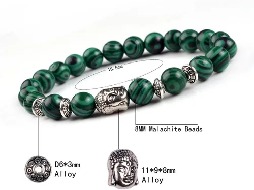 Vista 3 de Joya brazalete con gemas redondas de 8 mm, brazalete para los chacras, regalo de cumpleaños