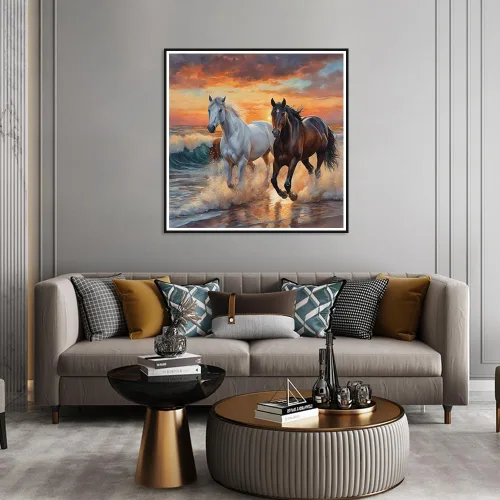 Vista 4 de Stalente Kits de pintura de diamantes para adultos, caballos 5D, kit de arte de diamantes para principiantes, pintura de diamante redonda
