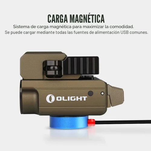 Vista 5 de OLIGHT PL-Mini 2 Valkyrie - Luz táctica compacta recargable por USB magnética de 600 lúmenes con riel ajustable, equipo de caza, linterna LED CW