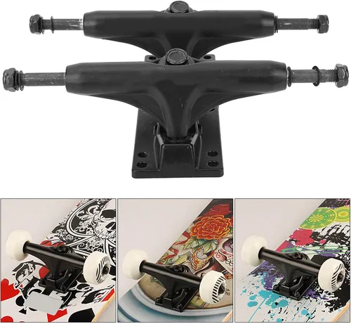 Vista 3 de Health Gear - Paquete de 2 camiones de patineta de aleación de aluminio negro de 4 a 8 pulgadas, monopatín de patineta longboard, camiones