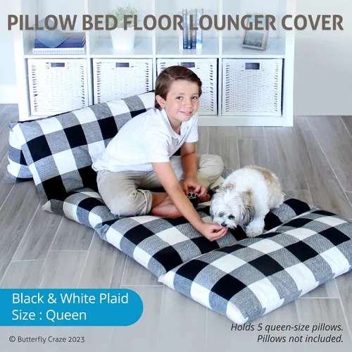 Vista 2 de Butterfly Craze - Funda de almohada para el suelo, funda de colchoneta, acogedora solución de asiento, cojín reclinable, perfecto para leer, ver tv