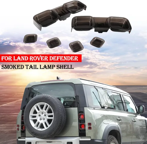 Vista 10 de Cubierta de faros delanteros de automóvil ABS ahumada tintada compatible con accesorios Land Rover Defender 2020 2021 2022, cubierta de lámpara