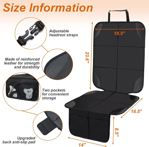 Vista 3 de Husfunov - Protector de asiento de auto, paquete de 2 unidades de almohadilla para asiento de auto, con el acolchado más grueso y respaldo
