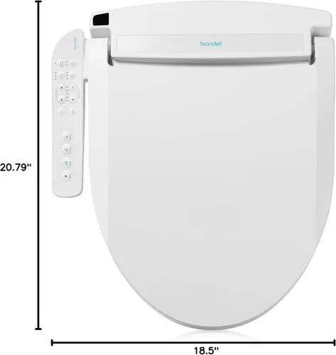 Vista 12 de Brondell LT89 - Asiento de inodoro con bidé eléctrico, se adapta a inodoros alargados, color blanco – Control lateral, lavado con agua caliente