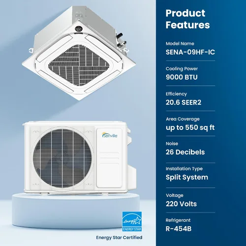 Vista 8 de Senville SENA-09IC-Z 9000 BTU Aire acondicionado de techo sin conductos y bomba de calor