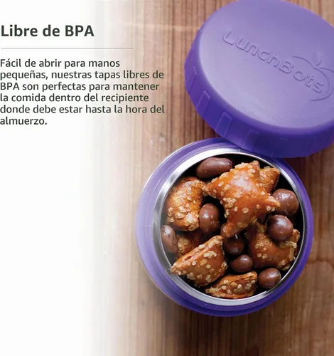 Vista 7 de LunchBots recipientes redondos a prueba de derrames, de 4 oz. Frasco inoxidable contenedor de refrigerios., juego de 2, Verde