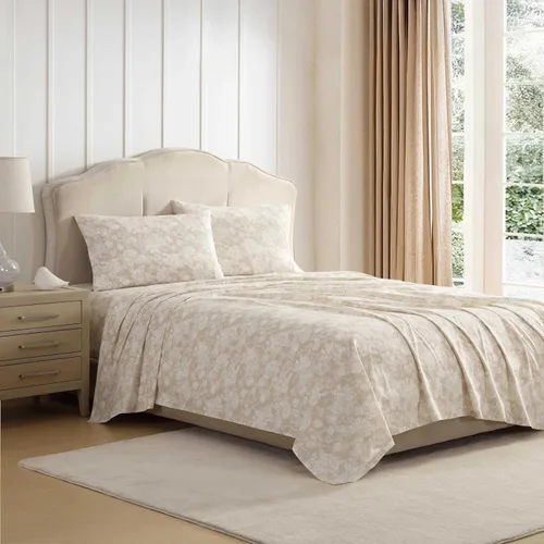 Vista 45 de Laura Ashley - Juego de sábanas individual, ropa de cama de percal de algodón fresca y suave con bolsillos profundos, ligera para comodidad durante