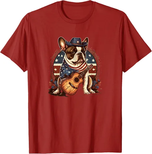 Vista 13 de Camiseta divertida de Bulldog francés con música country y roeo, Negro