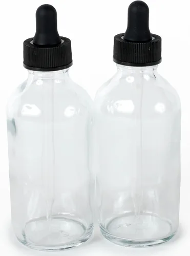 Vista 5 de Vivaplex, Botellas de vidrio transparentes de 4 onzas, con cuentagotas de vidrio - Paquete de 2