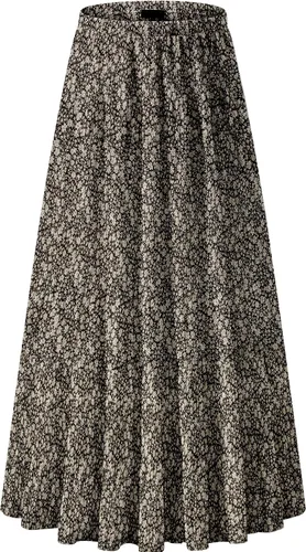 Vista 15 de NASHALYLY - Faldas largas de gasa, acampanadas, plisadas, con cintura alta y elástica para mujer Albaricoque Rosa Floral