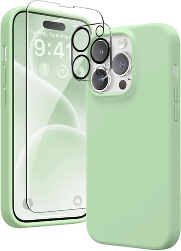 Vista 87 de GONEZ Funda magnética para iPhone 14, compatible con Magsafe, con protector de pantalla + protector de cámara, forro de microfibra antiarañazos