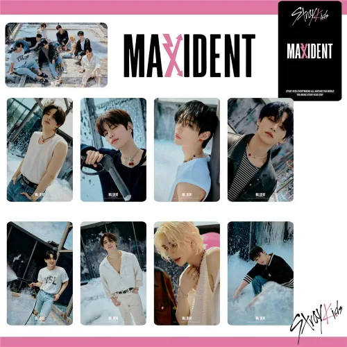 Vista 2 de Kpop Stray Kids Maxident Album Photocards + Stray Kids Ring Merch Set (D)