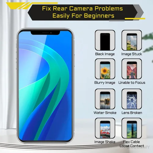 Vista 4 de Para iPhone 11 Reemplazo de cámara trasera OEM Modele 12MP Principal Lente Trasera Piezas con Lente Ultra Wide OIS HDR Fotos 4K Video Flex Cable Fix