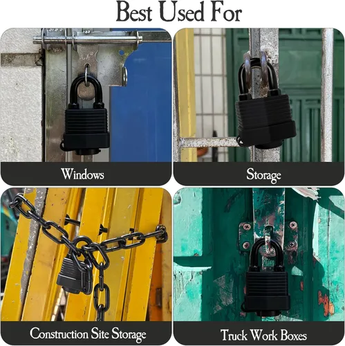 Vista 3 de Cerradura de cadena de seguridad, candado impermeable para exteriores con cadena, resistente a la intemperie con cadena para puerta, valla