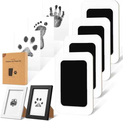 Vista 12 de Kit de huellas sin tinta para perros, gatos y bebés, kit de huellas de manos de bebé y nariz de perro de tacto limpio, kit de huellas de perro sin