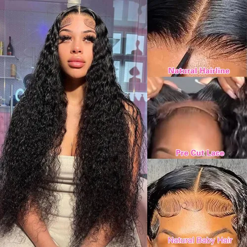 Vista 5 de Pelucas de cabello humano sin pegamento de 22 pulgadas para usar y llevar, precortadas, 13 x 4 HD, encaje frontal, pelucas de cabello humano
