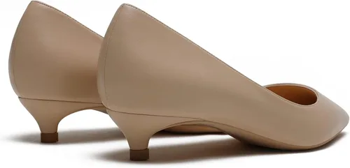 Vista 4 de MOOMMO Zapatos de tacón bajo de gatito para mujer, zapatos de vestir de satén con punta puntiaguda, zapatos de vestir de tacón bajo de 1 pulgada